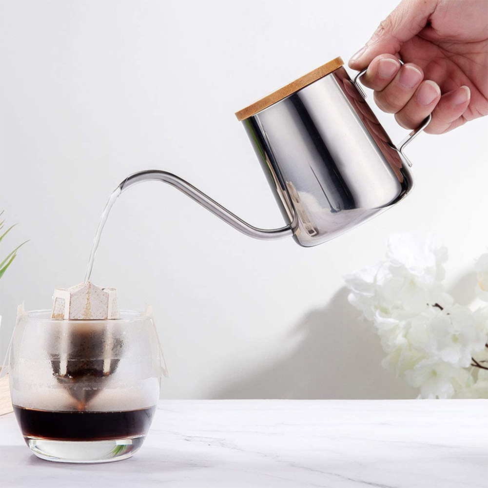 Ấm Pha Cà Phê Cổ Ngỗng Rót Nhỏ Bằng Thép Không Gỉ Ấm Pha Trà Cà Phê Nhỏ Giọt Có Vòi Hẹp Dài Bình Pha Cà Phê Nhỏ Giọt Có Tay Cầm Tiện Dụng Có Nắp Flowerdance