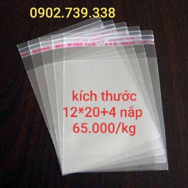 Túi opp dán miệng 12*20+4 nắp