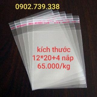 Túi opp dán miệng 12*20+4 nắp