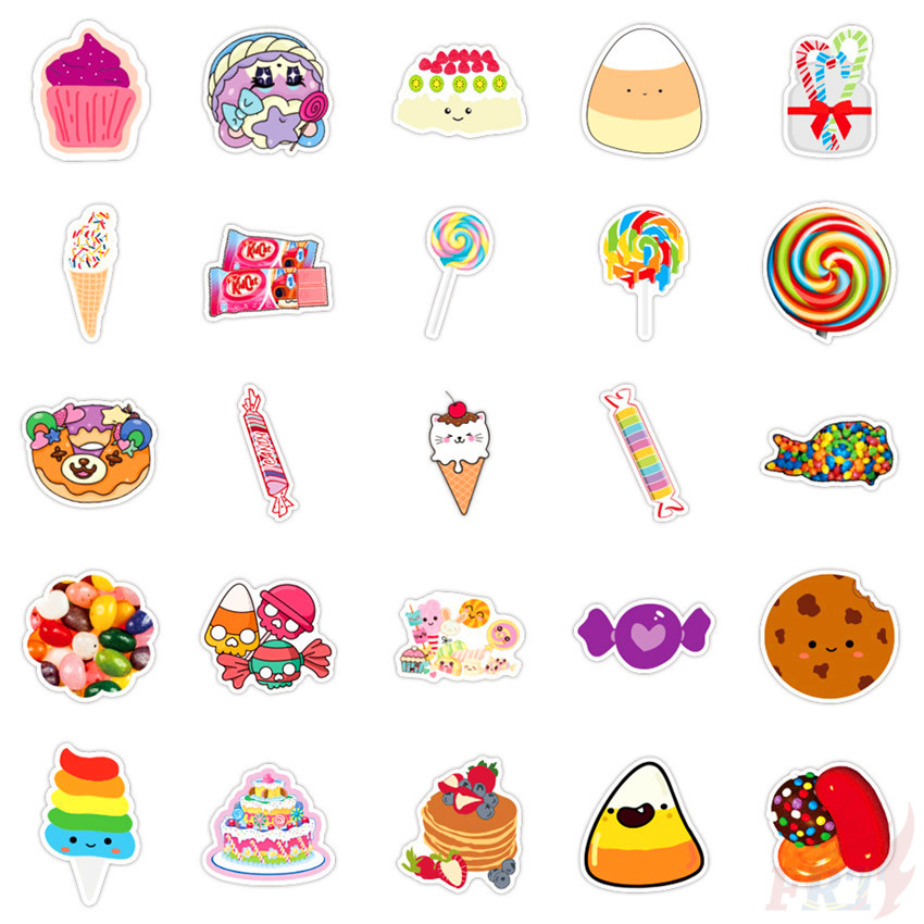 ❉ Rainbow Candy Lollipop Cupcake Dessert Series 02 Stickers ❉ 50Pcs/Set Waterproof DIY Decals Doodle Stickers