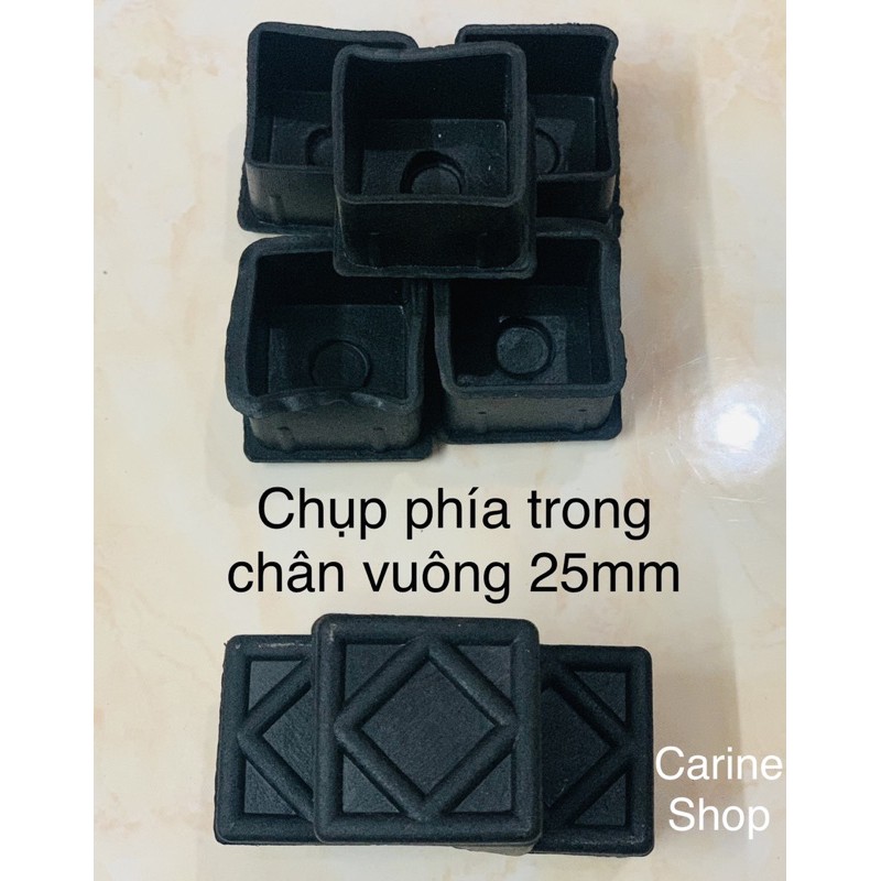 Combo 4 nút nhựa hình vuông chụp trong chân ghế, chân bàn chống trầy sàn