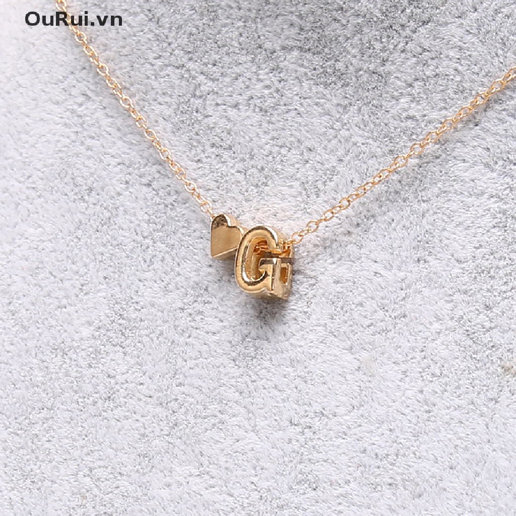 Vòng cổ Mặt Trái Tim Nhỏ Màu Vàng / Bạc in Chữ Thời Trang