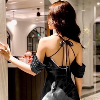 Đầm Xếp Ly Lụa Trễ vai