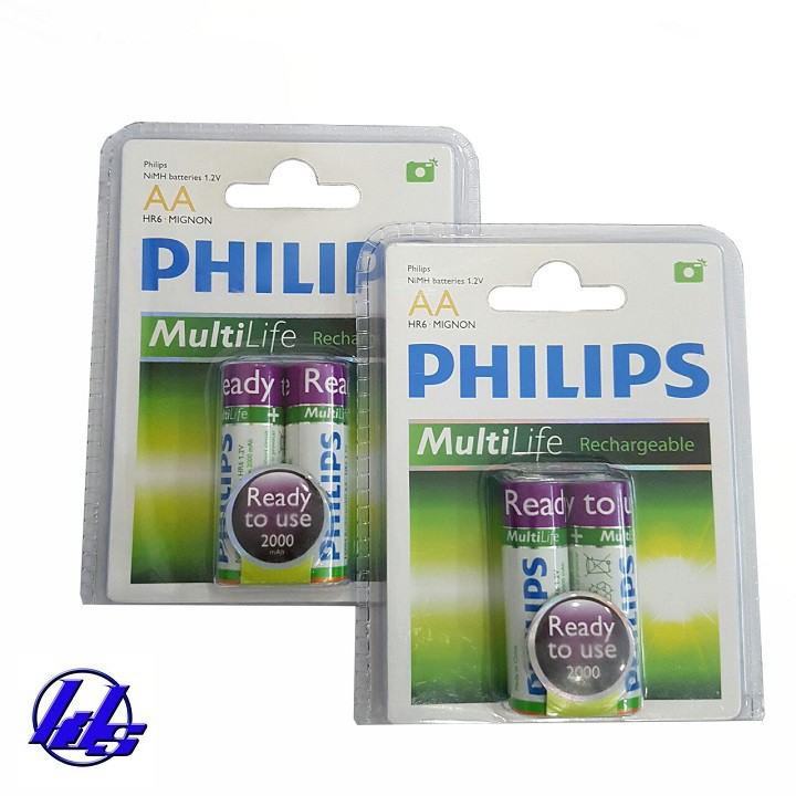 Pin sạc AA Philips 2000mAh - Vỉ 2 viên