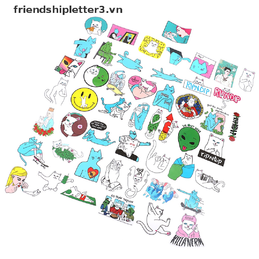 Ripndip Set 50 Phụ Kiện Trang Trí Ván Trượt / laptop Họa Tiết Vui Nhộn