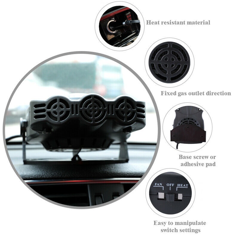 Máy Sưởi Quạt Gió - Sưởi Ấm Và Làm Mát Trong Xe Ô Tô - Chống Hấp Hơi Đọng Sương Kính Lái