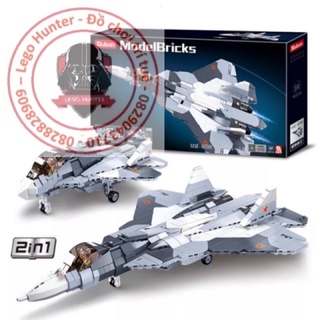 Army Sluban m38 b 0986 Bộ đồ chơi lắp ráp mô hình Máy bay phản lực chiến đấu SU 57 Flanker của Nga