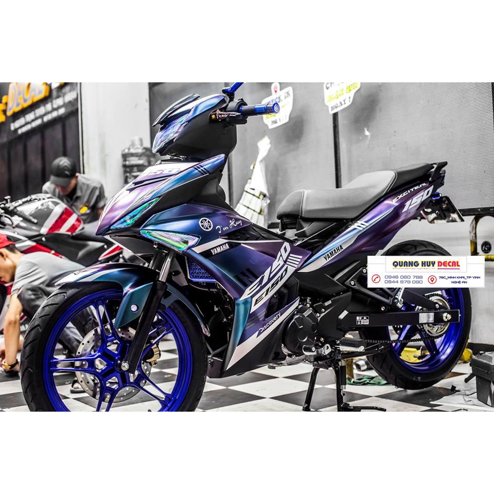 Tem trùm exciter 150 xanh tím than chuyển sắc - Độ dán team trùm decal xe máy ex 150 xanh tím than chuyển sắc - Team trù