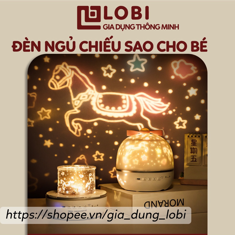 Đèn ngủ chiếu sao cho bé Đèn chiếu sao trời đại dương vũ trụ kèm 6 khung hình (loại có xoay khung hình + cắm điện)