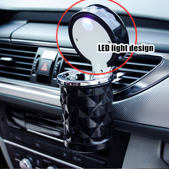 Gạt tàn thuốc đa năng có đèn LED phản quang sáng tạo hình dạng kim cương tiện dụng cho xe hơi