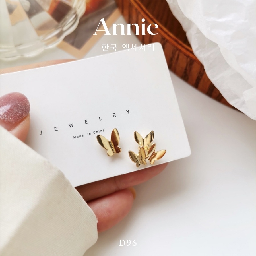 Bông tai hình bướm mạ vàng phong cách đơn giản nữ tính ANNIE D96