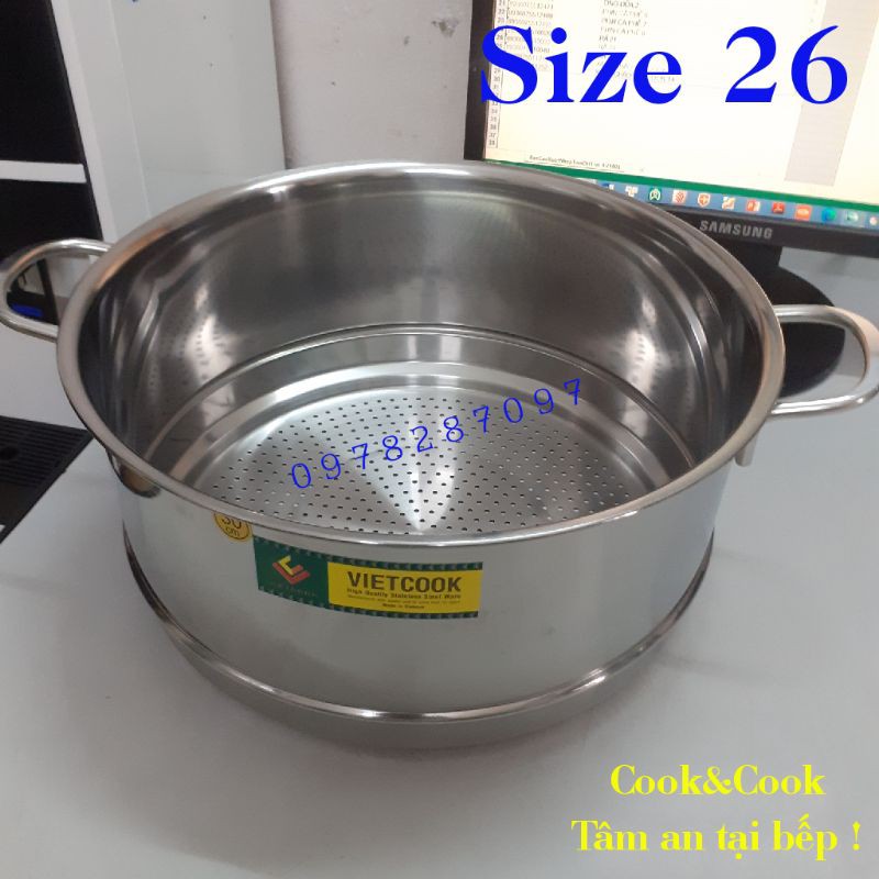 [Chính Hãng] Ngăn xửng hấp inox size 26 Vietcook cao cấp