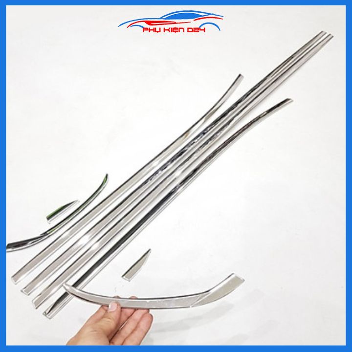 Bộ nẹp viền chân kính cong kính Vinfast Fadil 2019-2020-2021-2022-2023 Inox sáng bóng chuẩn form xe