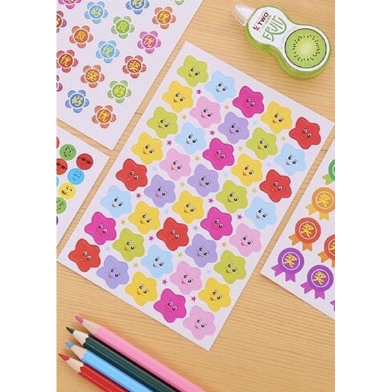 Sticker dán trang trí tròn mặt cảm xúc set 35 tấm, Nhãn dán tròn phong cách Bonlonton