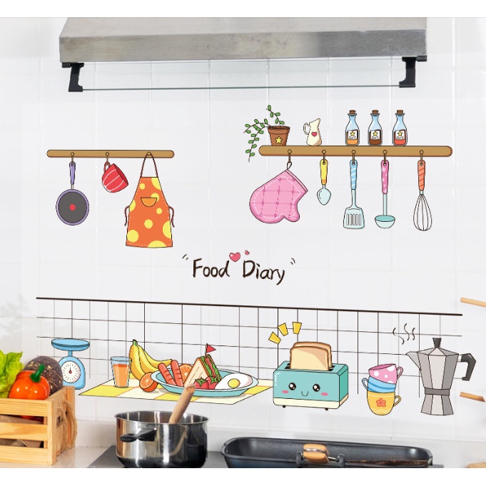 Decal dán bếp họa tiết trong suốt - Dụng cụ nhà bếp