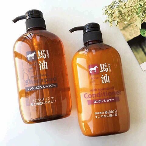 Bộ dầu gội, xả mỡ ngựa 600ml hàng nội địa Nhật