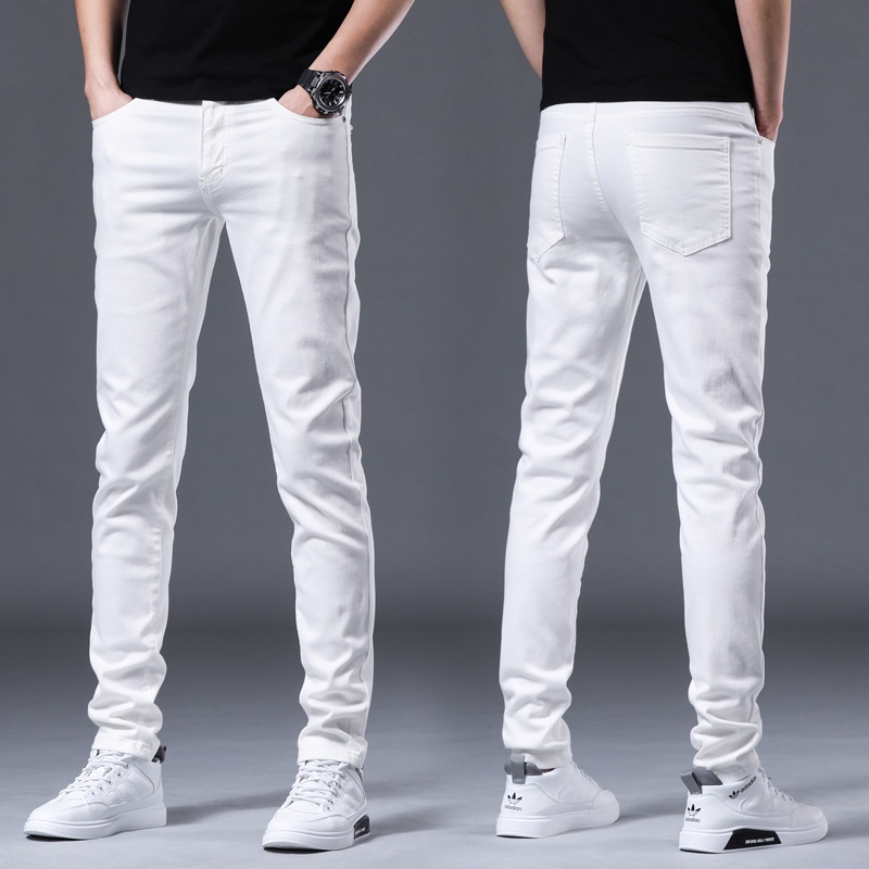 Seluar Lelaki Seluar Jeans Lelaki Slim Fit Jeans Nam Trắng Đàn Hồi Quần Dài Nam Loại Quần Co Giãn Thường Ngày Thẳng