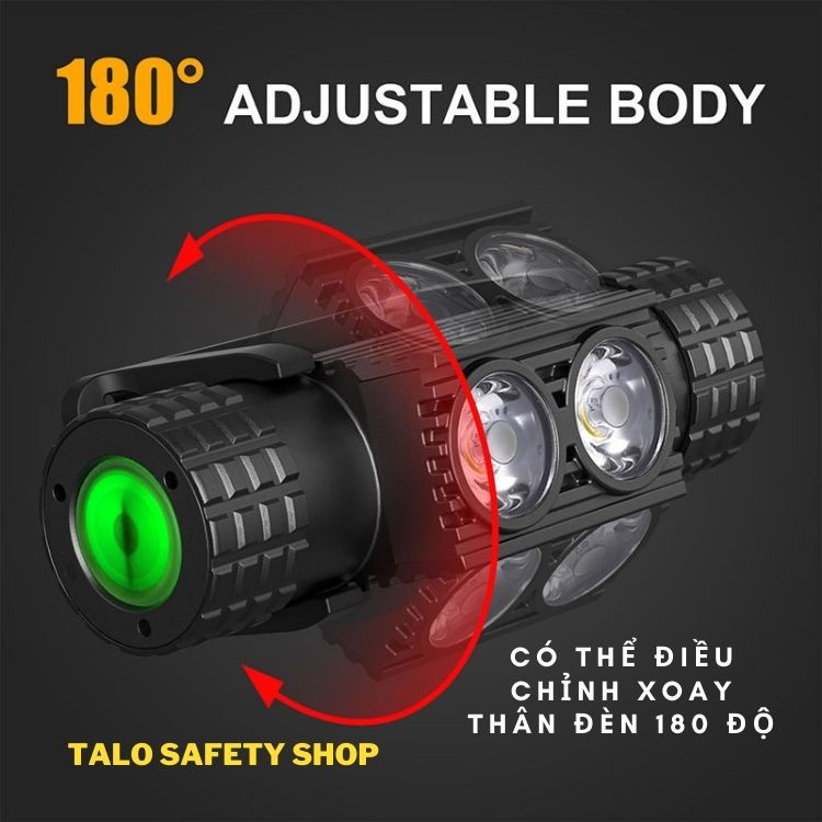 Đèn pin H02B đeo đầu mini siêu sáng type C  chống nước tốt