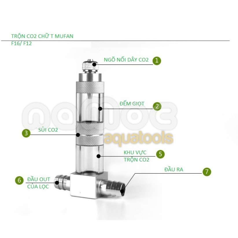 Trộn CO2 MUFAN ☘ Trộn Chữ T MUFAN ☘ Trộn CO2 Dạng Sứ Có Tích Hợp Đếm Giọt - Giúp Hoà Tan CO2 Hiệu Quả Cho Bể Thuỷ Sinh