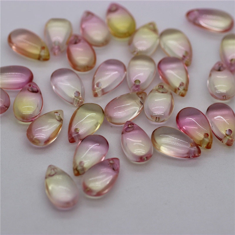 Set 50 hạt xỏ hình giọt nước bằng thủy tinh kích thước 7x14mm dùng làm trang sức thủ công