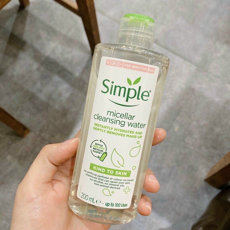 Nước tẩy trang Simple Micellar làm sạch, không chứa cồn gây khô rát 200ml - Balan Shop