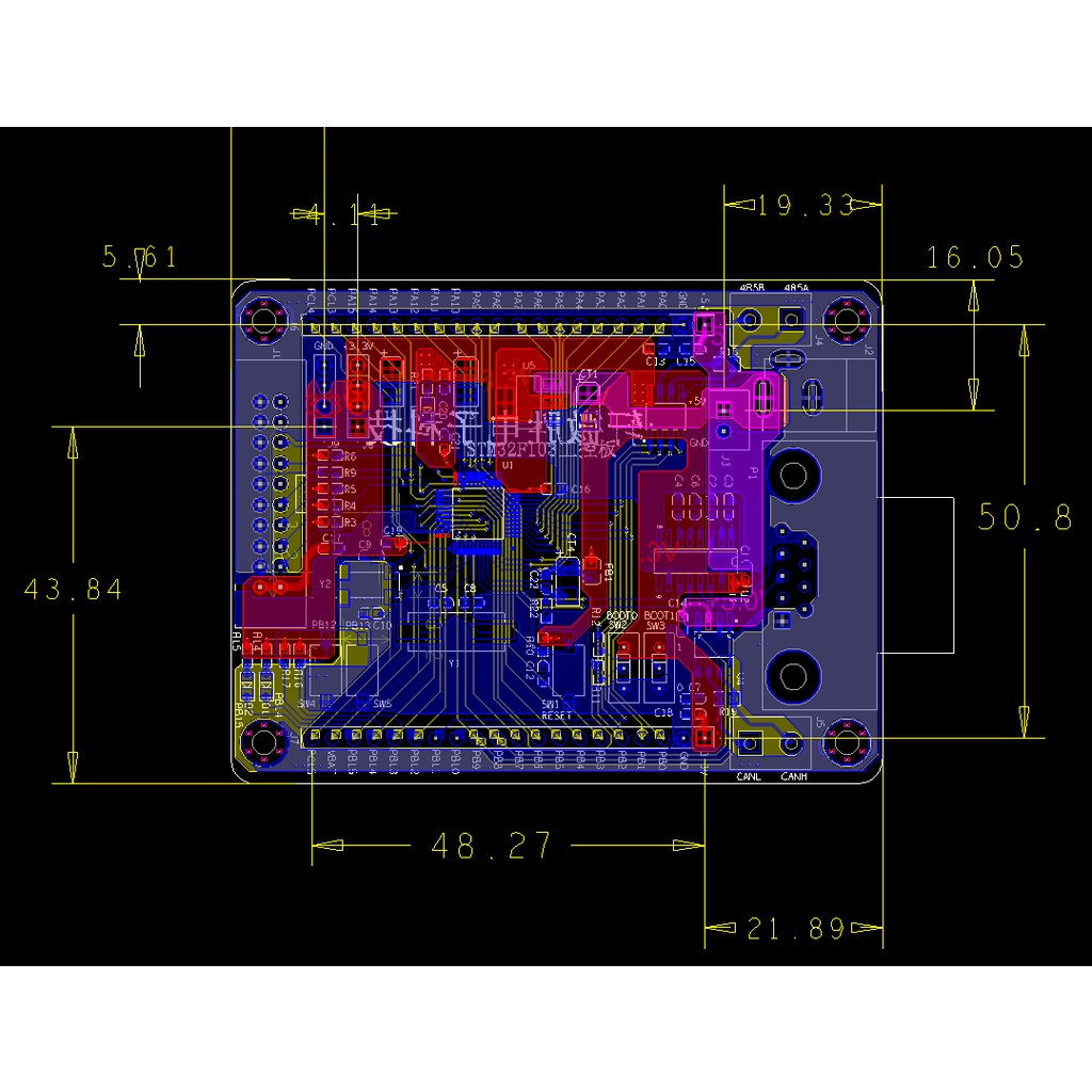 Bảng mạch phát triển lập trình STM32F103C8T6 phần cứng CAN 485