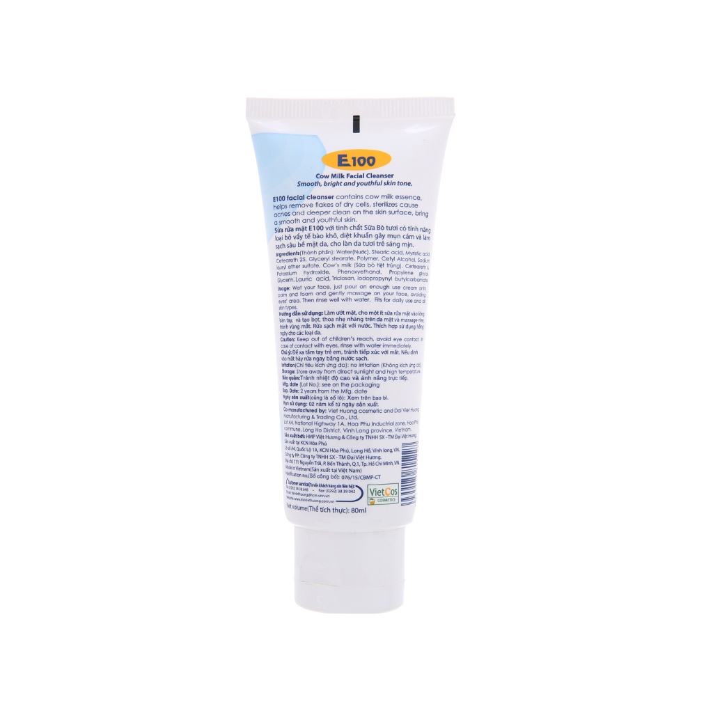 Sữa Rửa Mặt E100 Dưỡng Trắng 80ML Myphamtocspa