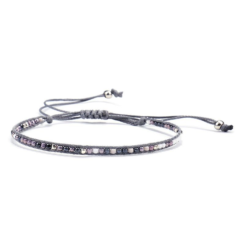 Vòng tay dây sáp handmade đan hạt nhựa phong cách dân tộc cổ điển