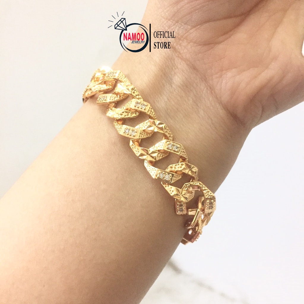 Lắc Tay Xích L679 Đính Đá Mạ Vàng Nữ