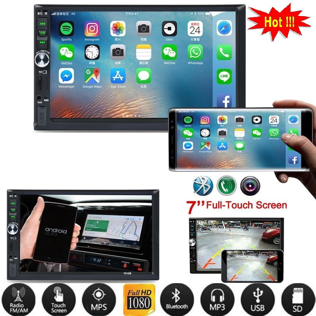 Màn hình cảm ứng ô tô 7 '' Xe hơi Bluetooth MP5 Máy nghe nhạc FM Android,IOS MirrorLink TẶNG MẶT DƯỠNG