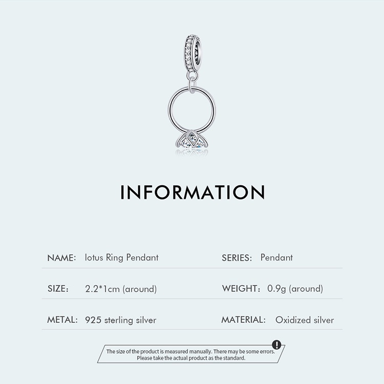 Hạt xâu BAMOER xi bạc 925 hình hoa sen dùng làm vòng đeo tay