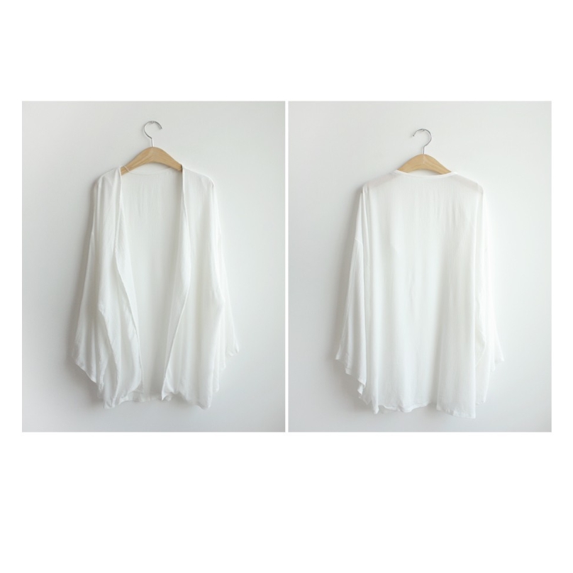 SUXI Áo khoác Cardigan trắng chống tia UV