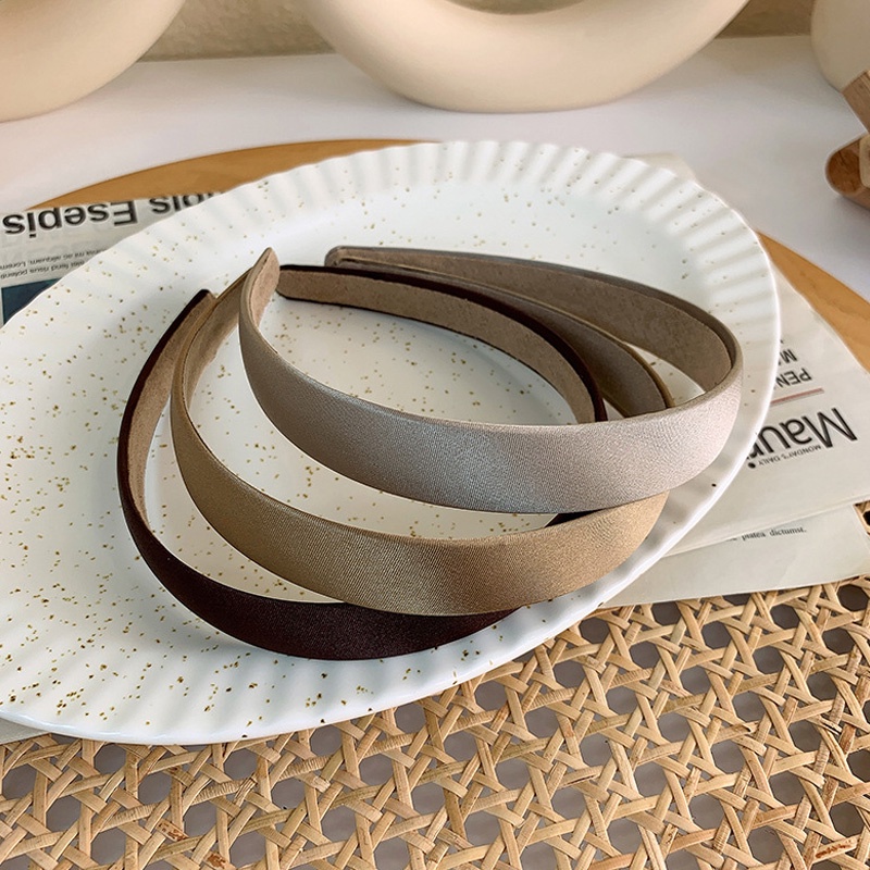 Băng đô cài tóc vải satin mỏng màu trơn đính kim tuyến lấp lánh kiểu Hàn Quốc