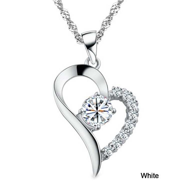 cliburasy Simple Fashion Only Your Heart Full Diamond Pendant & Chain Necklace Jewelry