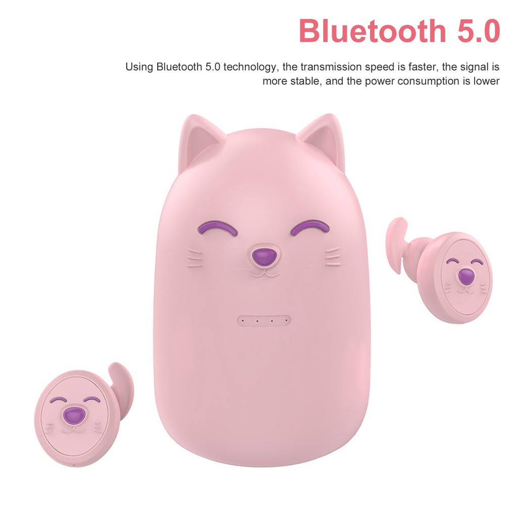 Tai Nghe Bluetooth Không Dây Hình Mèo Hoạt Hình Tws