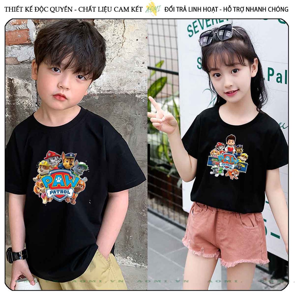 ÁO THUN UNISEX đội chó cứu hộ PHÔNG ĐEN TAY NGẮN NAM NỮ GIA ĐÌNH CẶP ĐÔI SIZE TRẺ EM BÉ TRAI GÁI AOMIVN