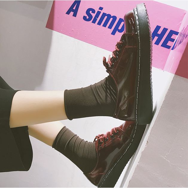 Giày lolita đế bằng da bóng - mũi tròn siêu xinh T08133 | BigBuy360 - bigbuy360.vn