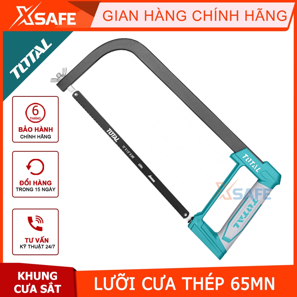 Khung cưa sắt TOTAL THT54166 Tay cầm mềm dẻo Lưỡi cưa khung sắt bằng thép 65Mn chống rỉ sét va đập thao tác cưa nhanh