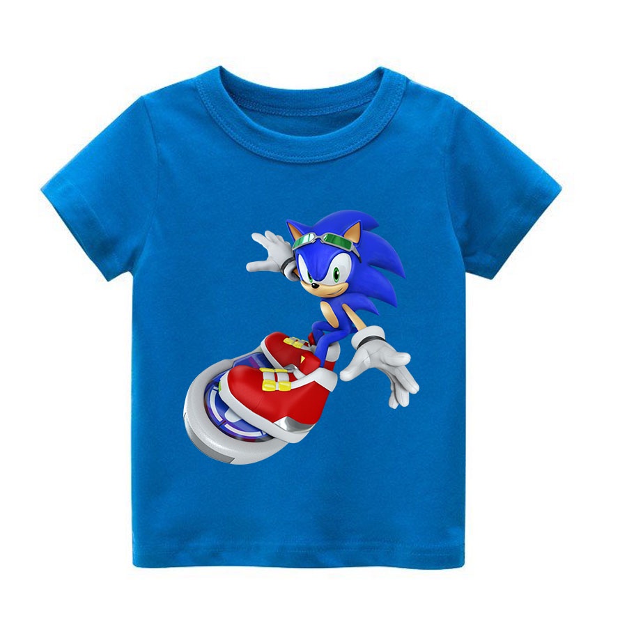 Áo thun cho bé sonic lướt ván siêu cool , 4 màu, có size người lớn, Anam Store
