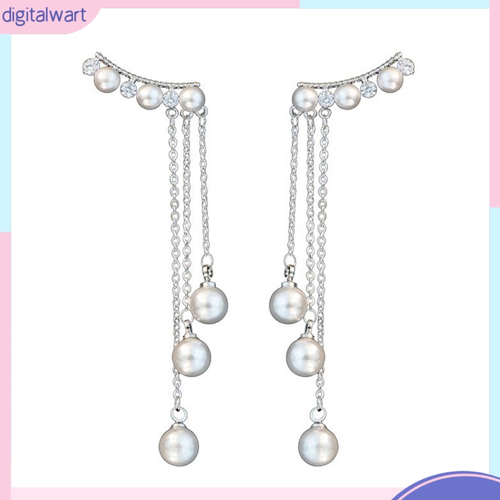 Cặp khuyên tai dáng dài thiết kế đính ngọc trai nhân tạo sang trọng cá tính dành cho nữ