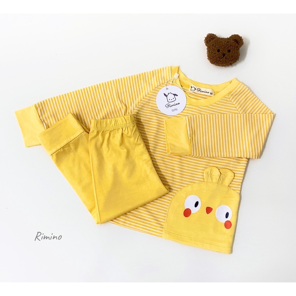 [SALE] Bộ Quần Áo Bé Gái, Bé Trai KIMCHIBABY Vải Thun Lạnh Tai Thú Kẻ Sọc, Đồ Bộ Cho Bé Mặc Nhà Thu Đông KWTD2213