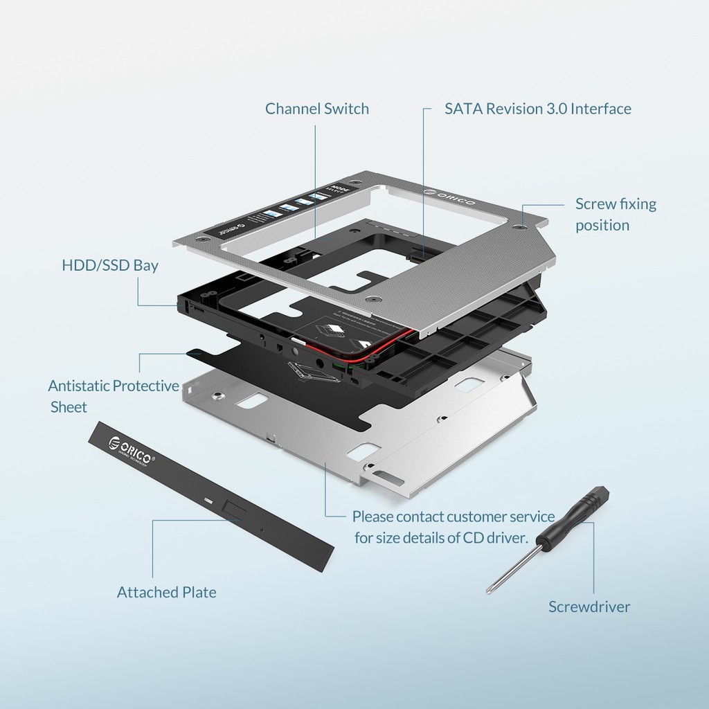 Khay Ổ Cứng Laptop (Caddy Bay) ORICO M95SS (9.5mm) - Hàng Chính Hãng