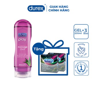 Gel bôi trơn Durex Play massage 200ml + Tặng 2 bao cao su Durex Performa 3 cái/hộp