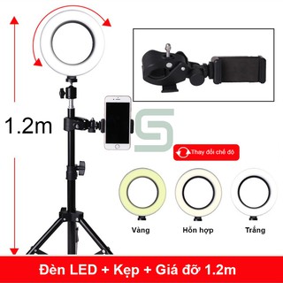 Combo đèn led live stream 16cm siêu sáng + Giá đỡ + Kẹp điện thoại