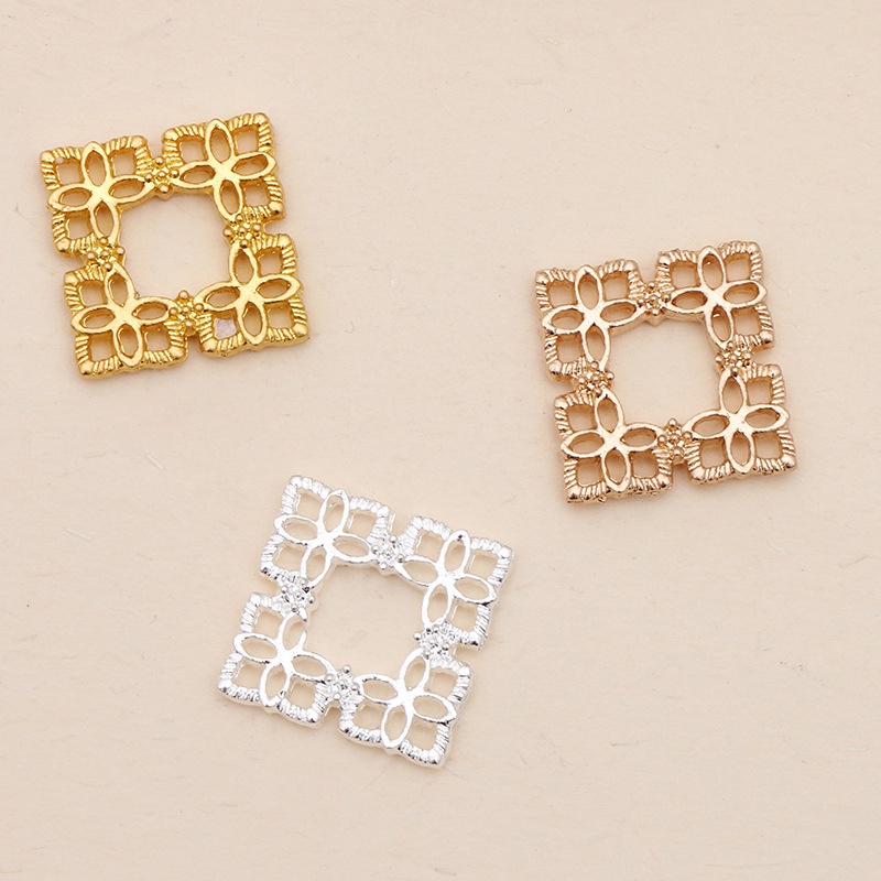 5 phiến treo đúc hoạ tiết hình vuông15*15mm nguyên liệu làm trâm làm trang sức cổ trang cosplay cổ phục có màu KC