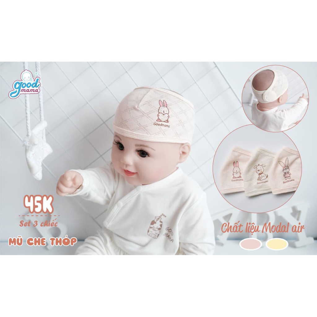 Che Thóp Sơ Sinh/Mũ Che Thóp Cho Bé Chất Cotton Mỏng Mát [Set 3c]