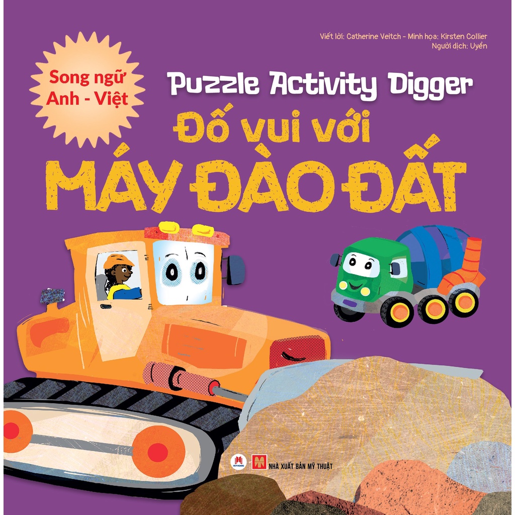Sách - Puzzle Activity - Digger: Đố vui với Máy đào đất (Song ngữ Anh - Việt)
