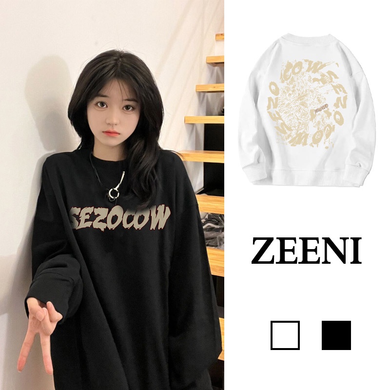 SELVZE Áo sweater Tay Dài Cổ Tròn Phong Cách Thời Trang retro Mỹ Dành Cho Nữ