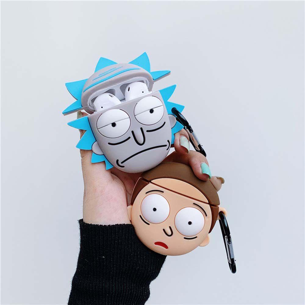 Vỏ Bảo Vệ Hộp Sạc Tai Nghe AirPods 1 2 Hình Rick Và Morty 3D Dễ Thương
