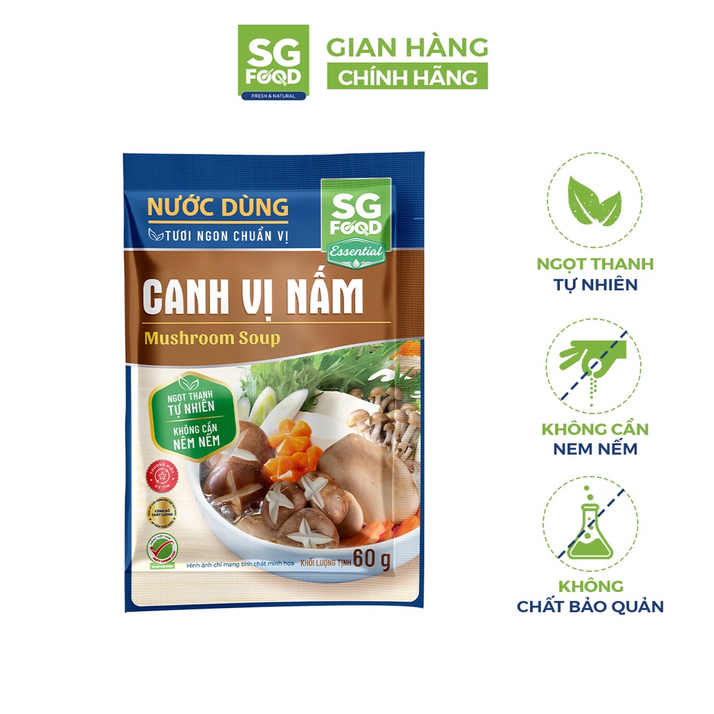 Nước dùng canh lẩu SGFOOD nhiều vị nêm nếm thức ăn thơm ngon tự nhiên 60gr CS Baby